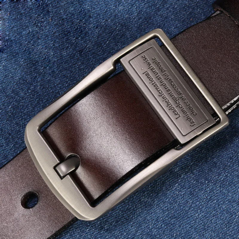 Genuine Leather Belt Men 140 150cm Cowboy Luxury Brand Black Pin Buckle Waist Belts High Quality Designer Cinturones Para Hombre