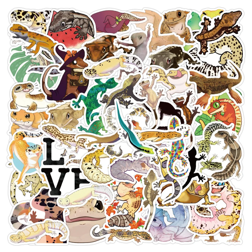 

10/30/50PCS Cute Gecko Cartoon Graffiti Stickers Car Luggage Laptop Water Cup Waterproof Stickers Wholesale