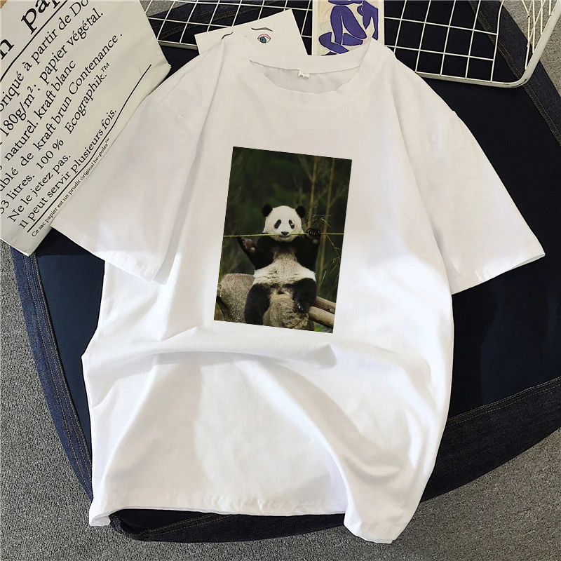 

Women Vintage Style Fashion Panda photos Print Funny Summer T shirt Women Vogue Princess Short T Shirtv