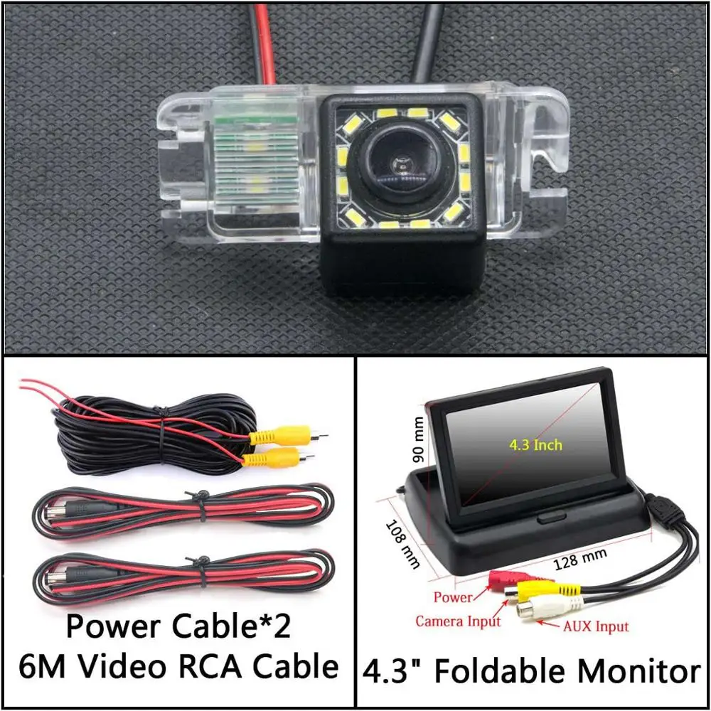 Cam N 4.3 inch Fold 12 Светодиодный фонарь Автомобильная камера заднего вида для Ford Focus 2 Mondeo C-Max S-Max Galaxy Fiesta Kuga EcoSport водонепроницаемый парковочный резервный - Название цвета: Cam N 4.3 inch Fold