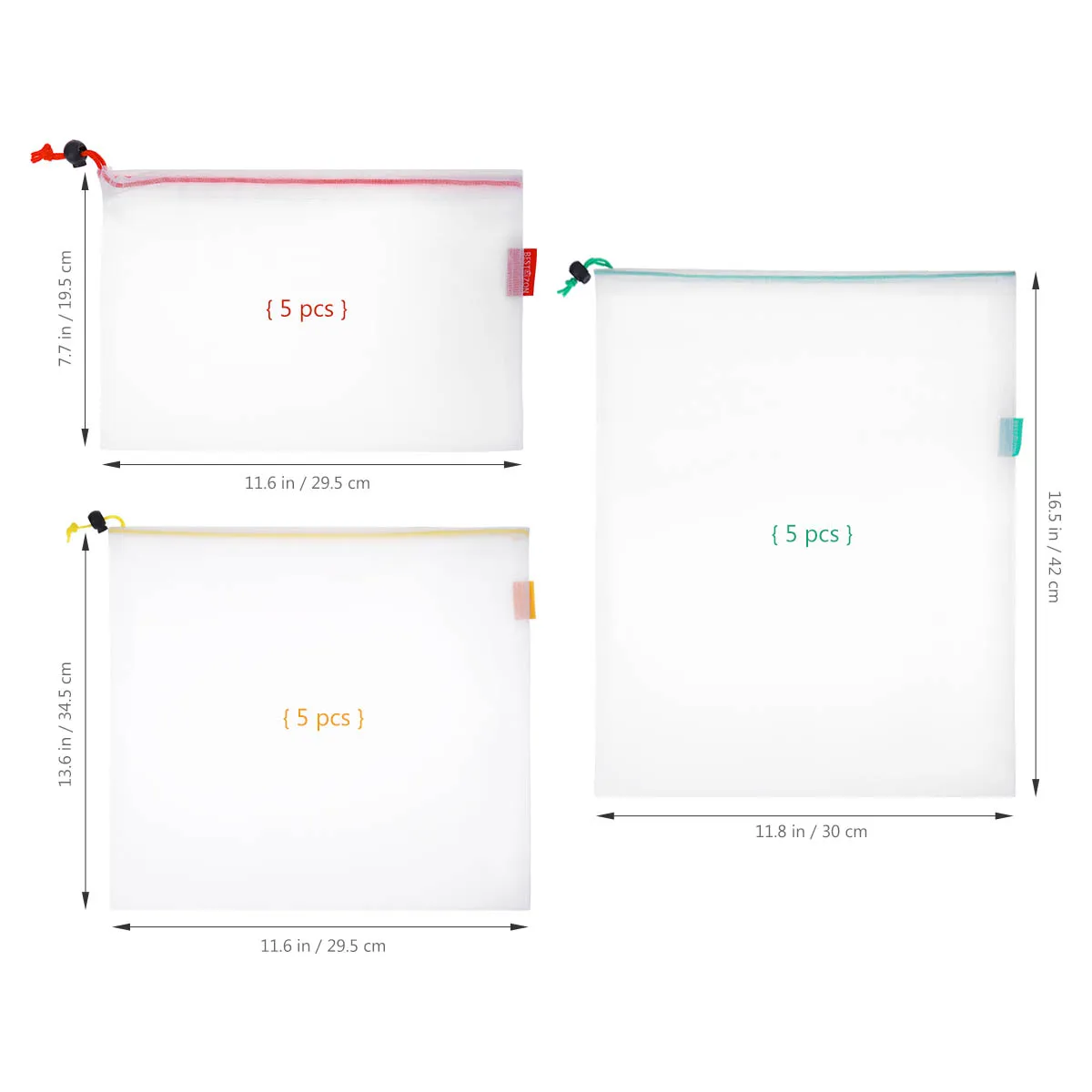 15PCS Kitchen Fruit Storage Bag Waterproof Washable Vegetable Mesh Pouches Drawstring Bags Travel Luggage Packing | Дом и сад