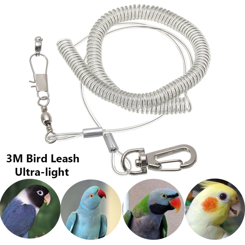 

Flexible Anti-bite 3M with Leg Ring Parrot Flying Training Leash Harness Ultra-light Rope Outdoor Macaw Cockatiel Starling