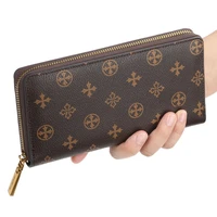 fashion four leaf cloverr printed leather clutch womens long wallet large capacity phone bag luxury handbag zipper coin purse