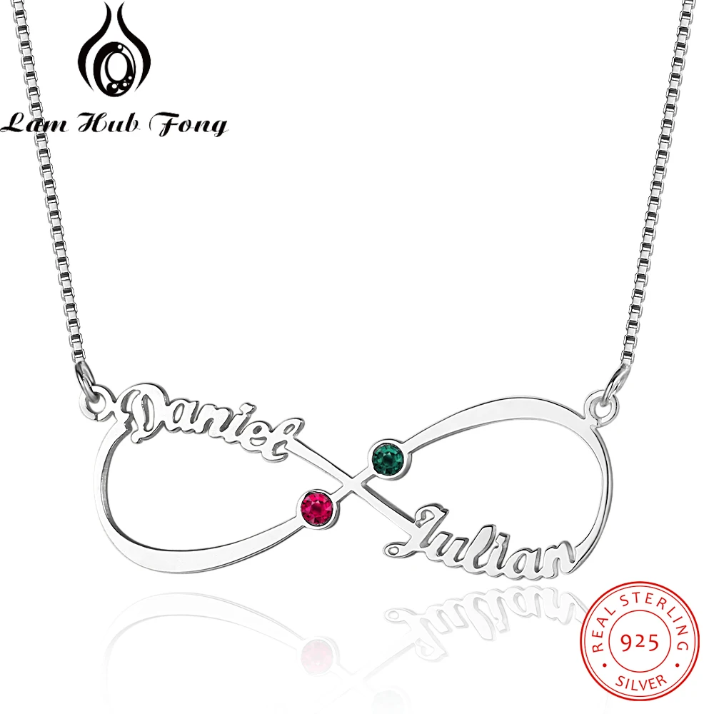 Оригинальное ожерелье с серебряным именем персонализированным камнем