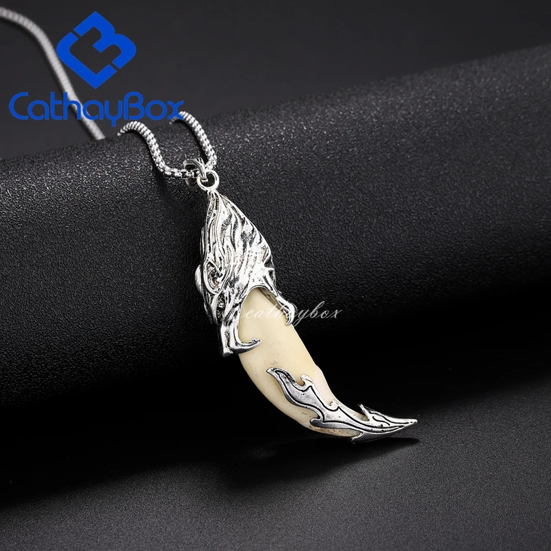 Мужская модная бижутерия с подвеской зуб женская в виде головы волка цепочкой из