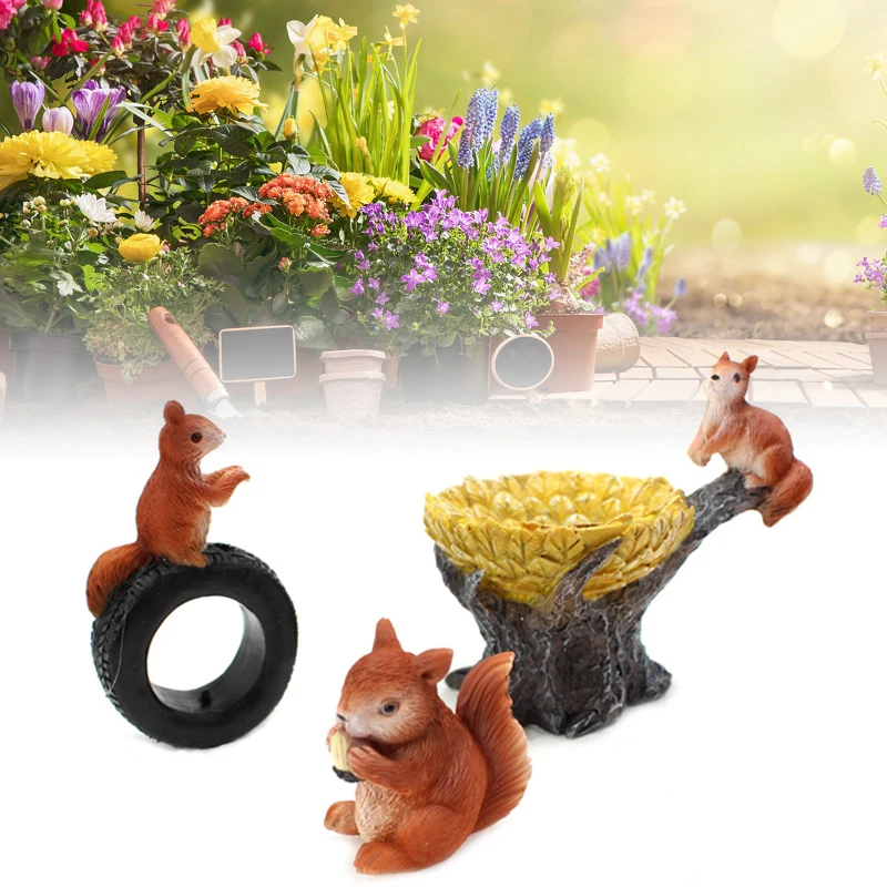 

Resin Potted Plug-In New Squirrel Suit Creative Garden Landscape Ornaments Cute Home Decoration Gifts PI669