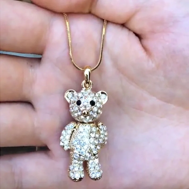 колье на шею винтаж цепочка женская Плюшевое ожерелье с мишкой из кулона мишка