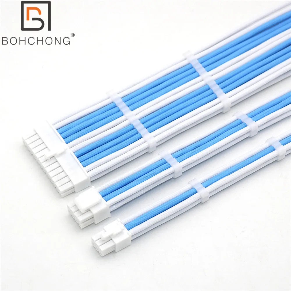 Базовый комплект удлинительных кабелей, 4 мм, 1 шт., 24 контакта, ATX, 1 шт., 8-контактный процессор, 4 + 4 контакта, 1 шт., GPU 6-контактный Удлинительный кабель питания PCI-E