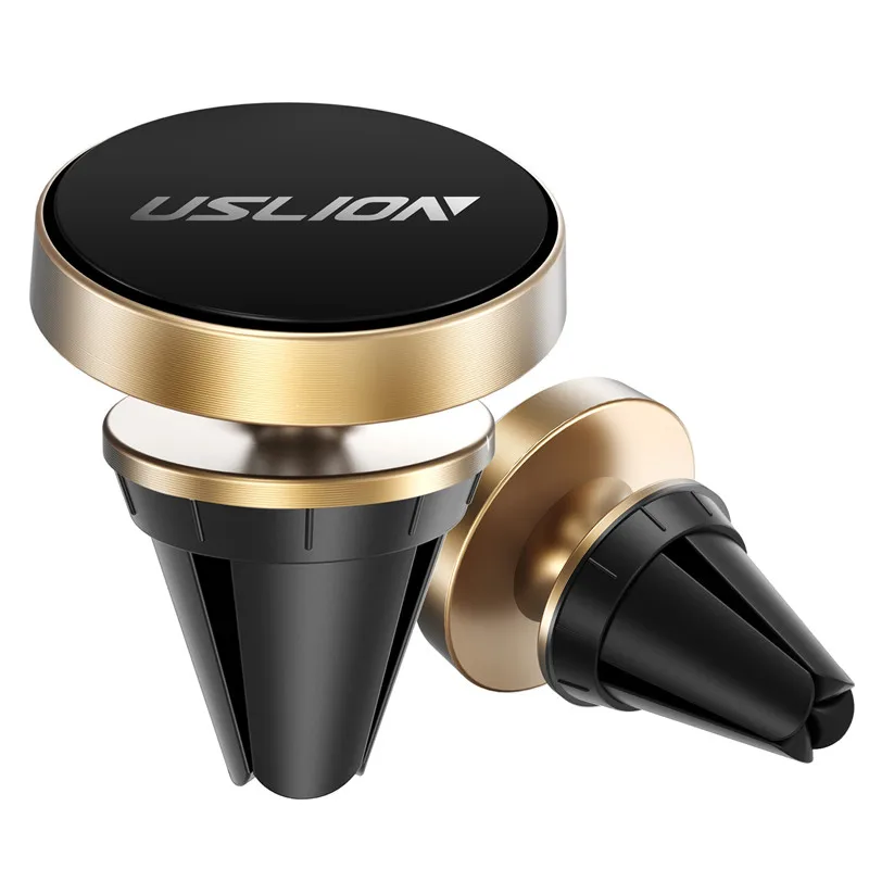 Gold Магнитный автомобильный держатель для телефона, USLION 360, магнитная автомобильная подставка для телефона, поддержка для iPhone X 8 7 6 Galaxy S9, магнитный автомобильный держатель - Цвет: Gold