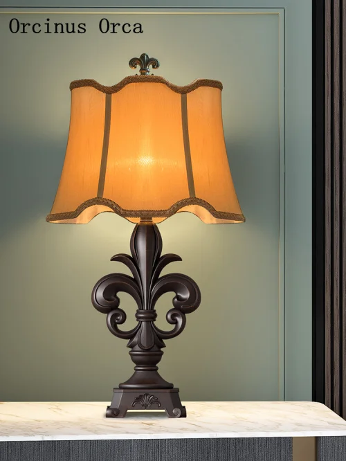 American retro resin carving desk lamp living room study bedroom bedside luxury classic LED | Лампы и освещение