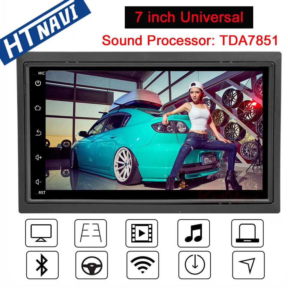 Восьмиядерный Android 7 2 Din Автомобильный мультимедийный плеер навигация для