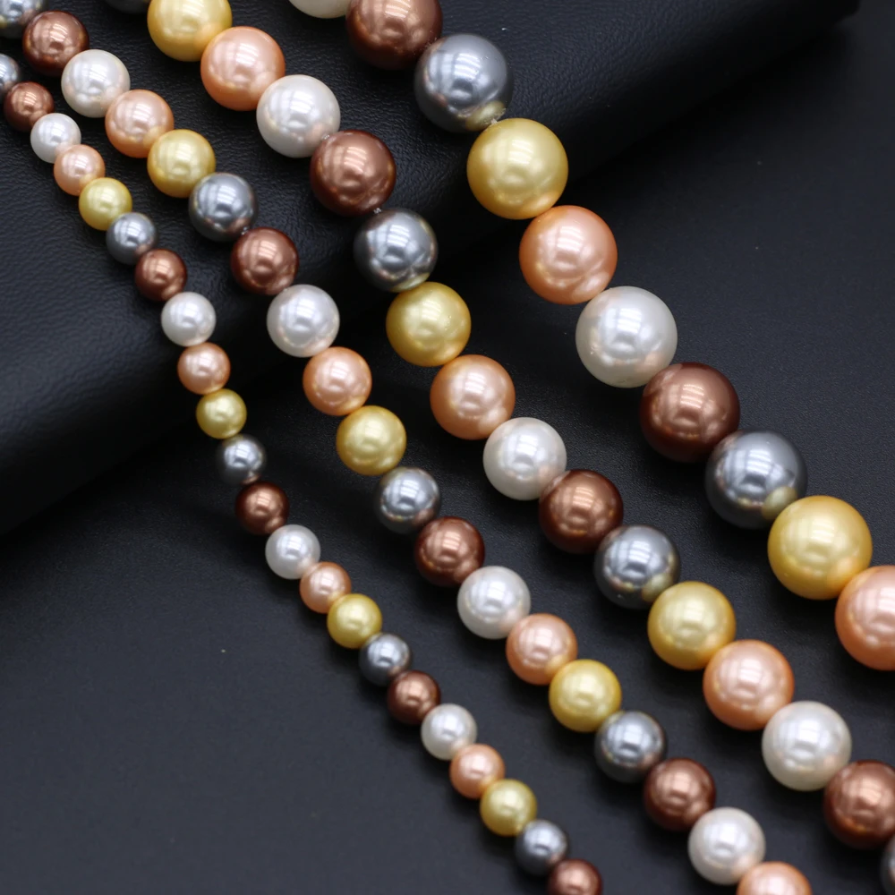 

Natural shell bead fritillary round mixed color beaded loose spacer beads for jewelry making DIY necklace bracelet accessory