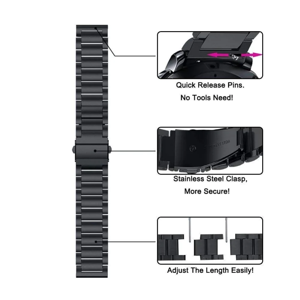 

22mm Stainless Steel Watch Band For Samsung Galaxy 46mm Strap Stainless Steel Metal Strap for Galaxy Watch Bands 42mm 20mm Strap