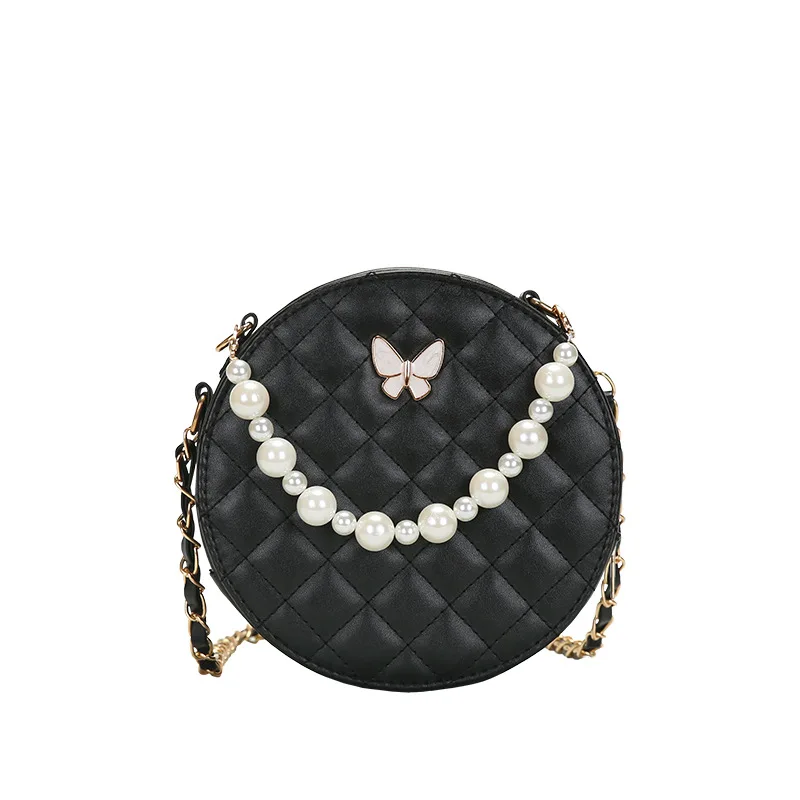 

Small fragrant wind new fashion small round bag Korean diamond grid diagonal bag single shoulder chain net red