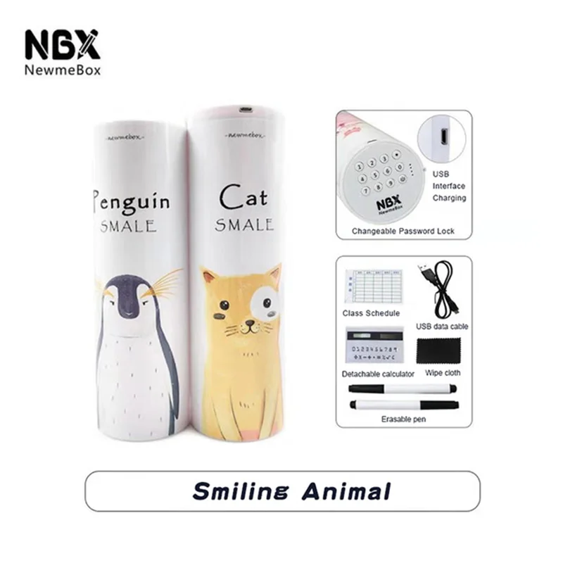 Smile animal NBX пенал для карандашей с паролем, держатель для ручек с рисунком из мультфильма, Большая вместительная коробка для канцелярских принадлежностей, кодовый замок, сумка для хранения для дома, офиса, школы - Цвет: Smile animal