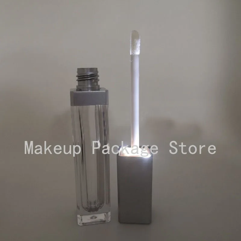 

10/25/50pcs 7ML Empty Cosmetic Lip Gloss Bottle Black Silver Square Liquid Lipstick Container Refillable Lip Gloss Tube with LED
