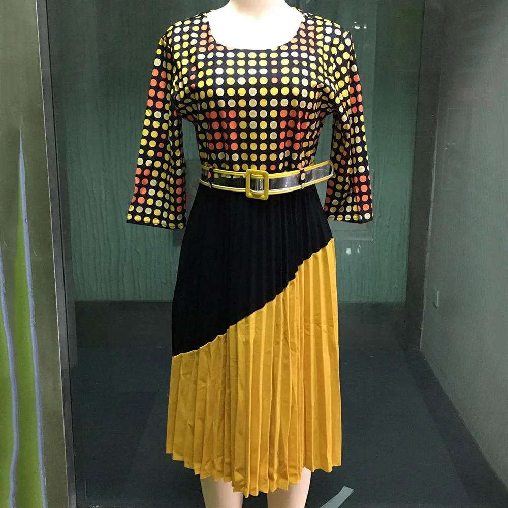 Женское плиссированное платье размера плюс осеннее миди в африканском стиле