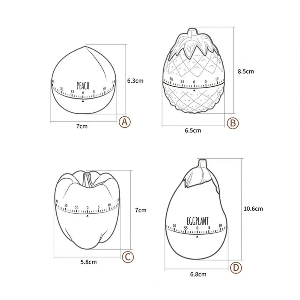 

Hot Sales!! Timer Vegetable Fruit Shaped Mechanical ABS Creative Cooking Time Reminder for Home