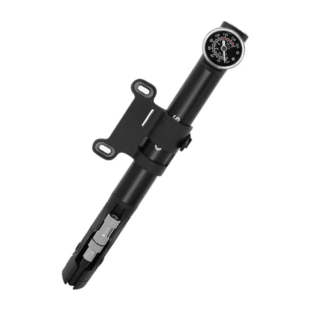 

100pcs Universal Portable Bike Tyre Pump with Pressure Gauge American/Presta Valve Inflator Mountain Bike Front Fork Pump