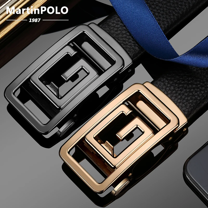 

MartinPOLO Men's Belt Genuine Leather Automatic Buckle Male Cowhide Leather Belts for Men Luxury Brand Clothing Belt MP04101P