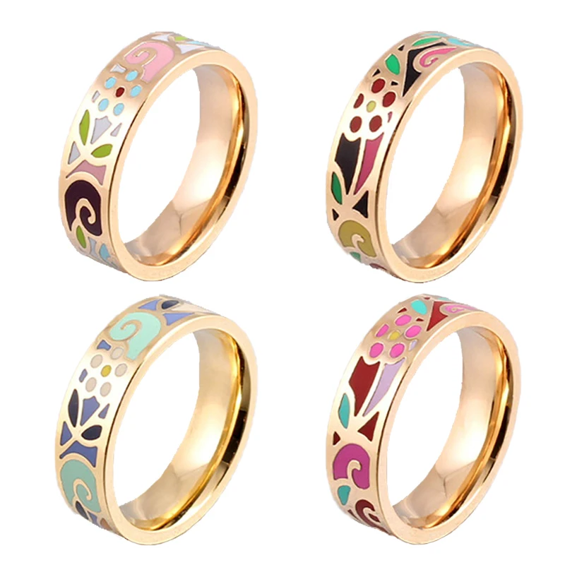 Нержавеющая сталь Эмаль кольцо хорошего качества позолоченное для мужчин женщин