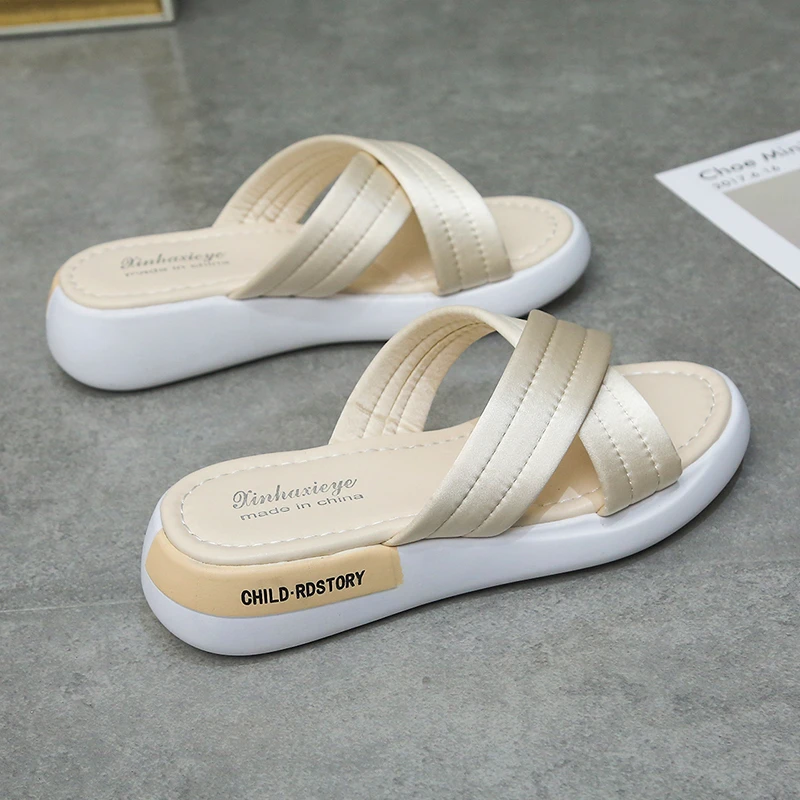 

Fashion outer wear summer new style women's flip flops outer wear thick-soled cross casual beach sandals X862