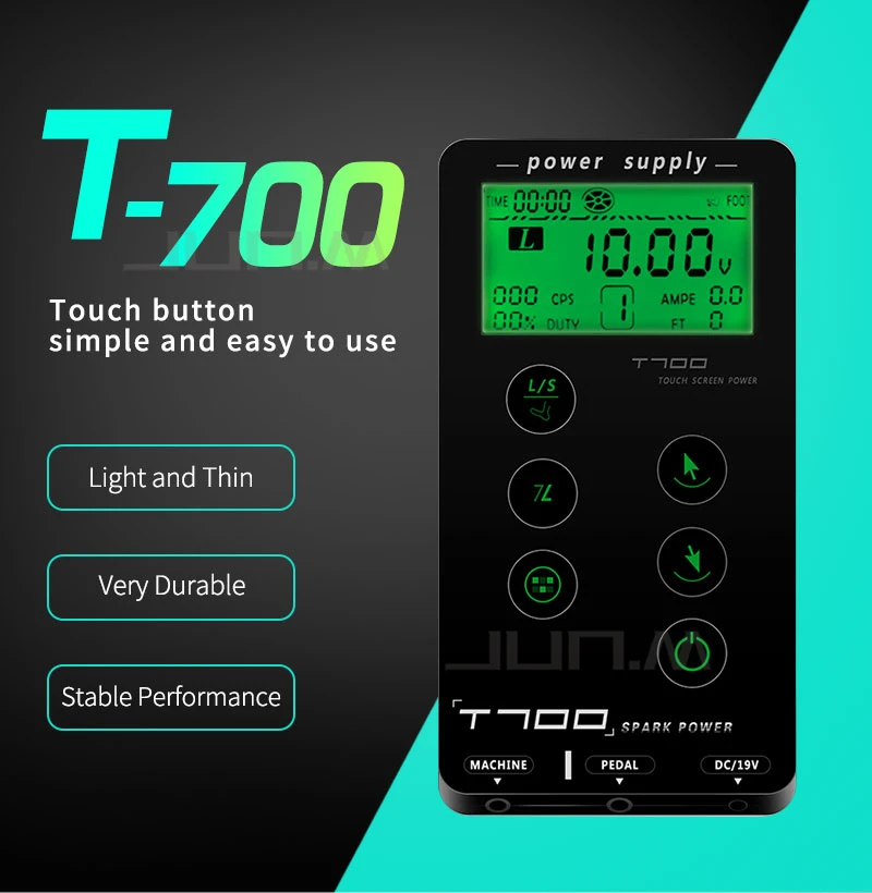 Источник питания для тату-машинки с сенсорным экраном T700 цифровой ЖК-дисплей для макияжа двойные источники питания