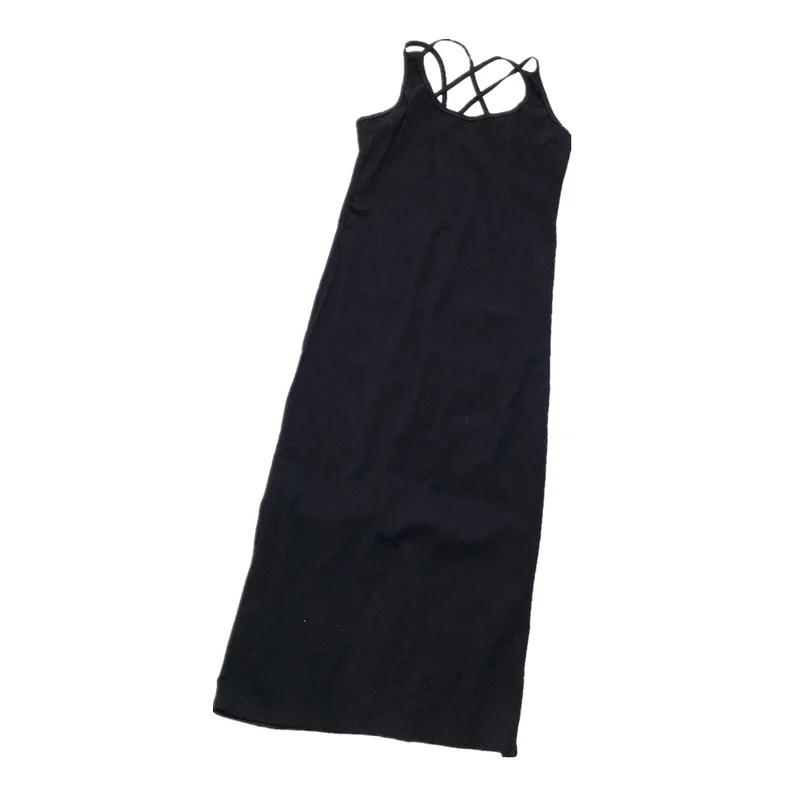 

Mazefeng 2020 New Women O-neck Spaghetti Strap Knee Length Dress Female Sexy Party Club Dress Women Backless Bottoming Dress