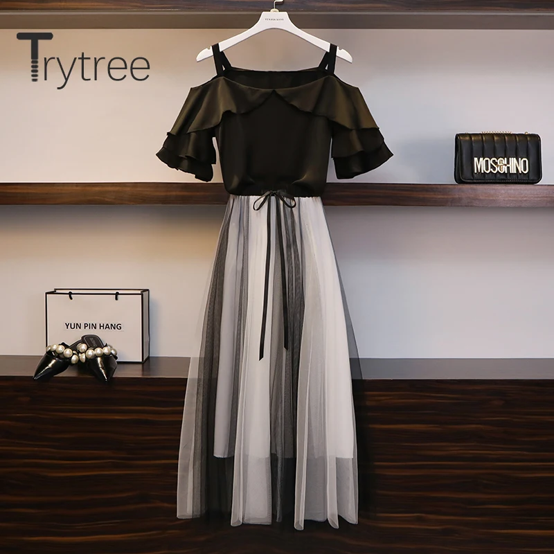 Летний женский комплект из двух предметов Trytree 2020 повседневный свободный