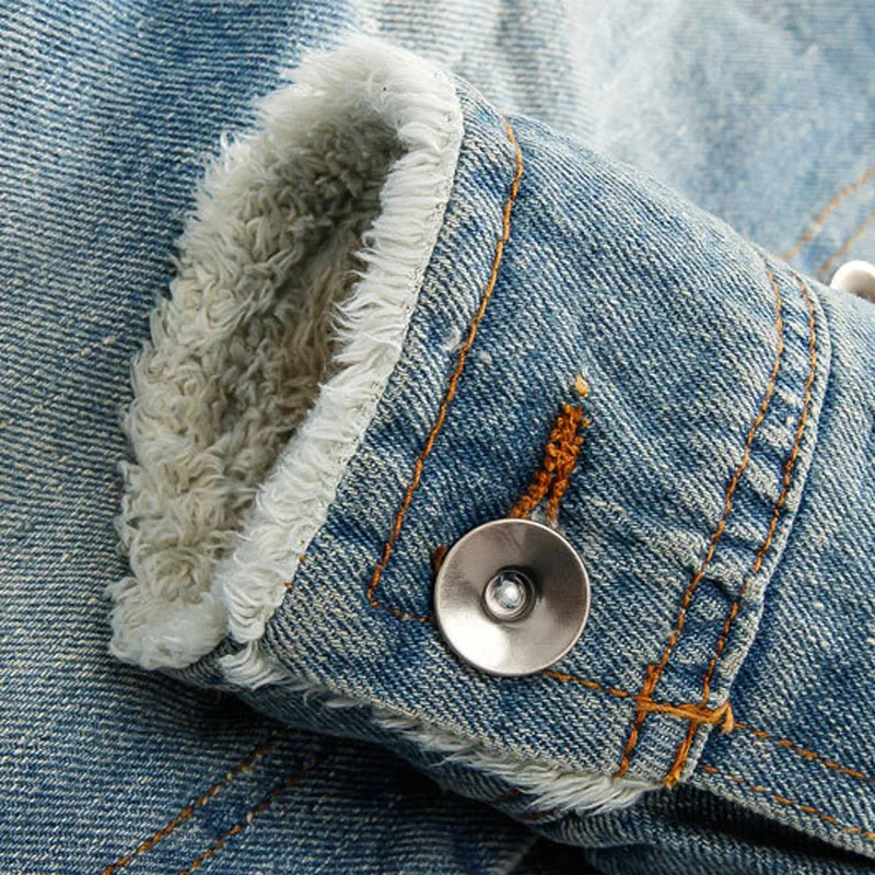 Весенне зимняя джинсовая куртка теплая новая мужская большая шерстяная