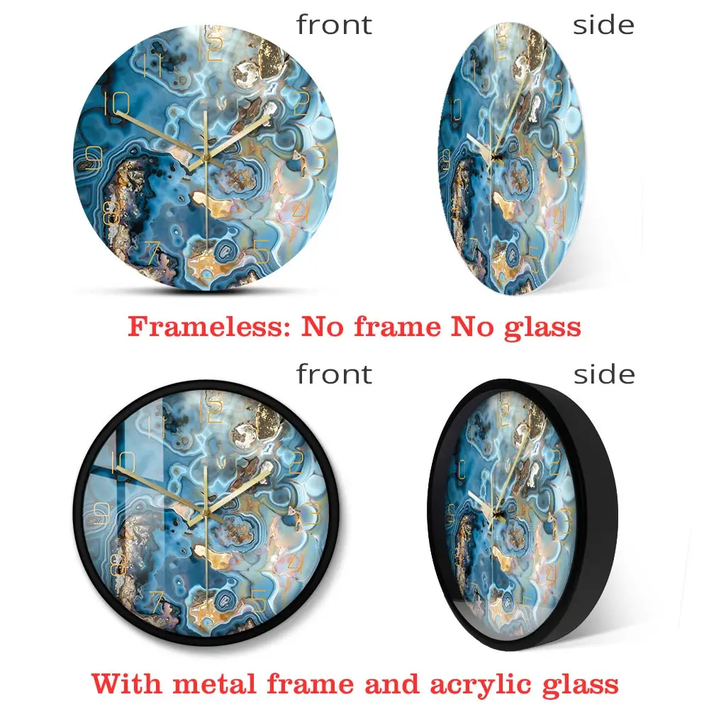 Настенные часы с рисунком из оникса и кристаллов тихие настенные мраморной