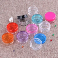 50pcslot 5g plastic cosmetic empty jar pot box powder bead storage container round for nail arts small clear can tin for balm