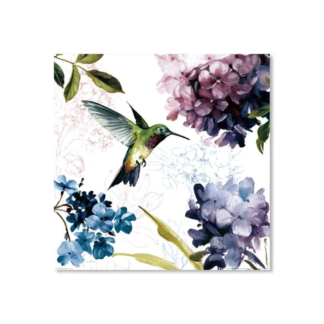 Цветной постер гортензии и птиц настенная живопись для дома гостиной настенное
