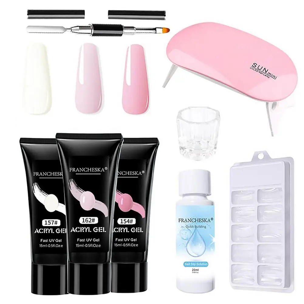 

Nail Extension Kit with 15ML Poly Nail Gel UV Lamp Nail Art Set