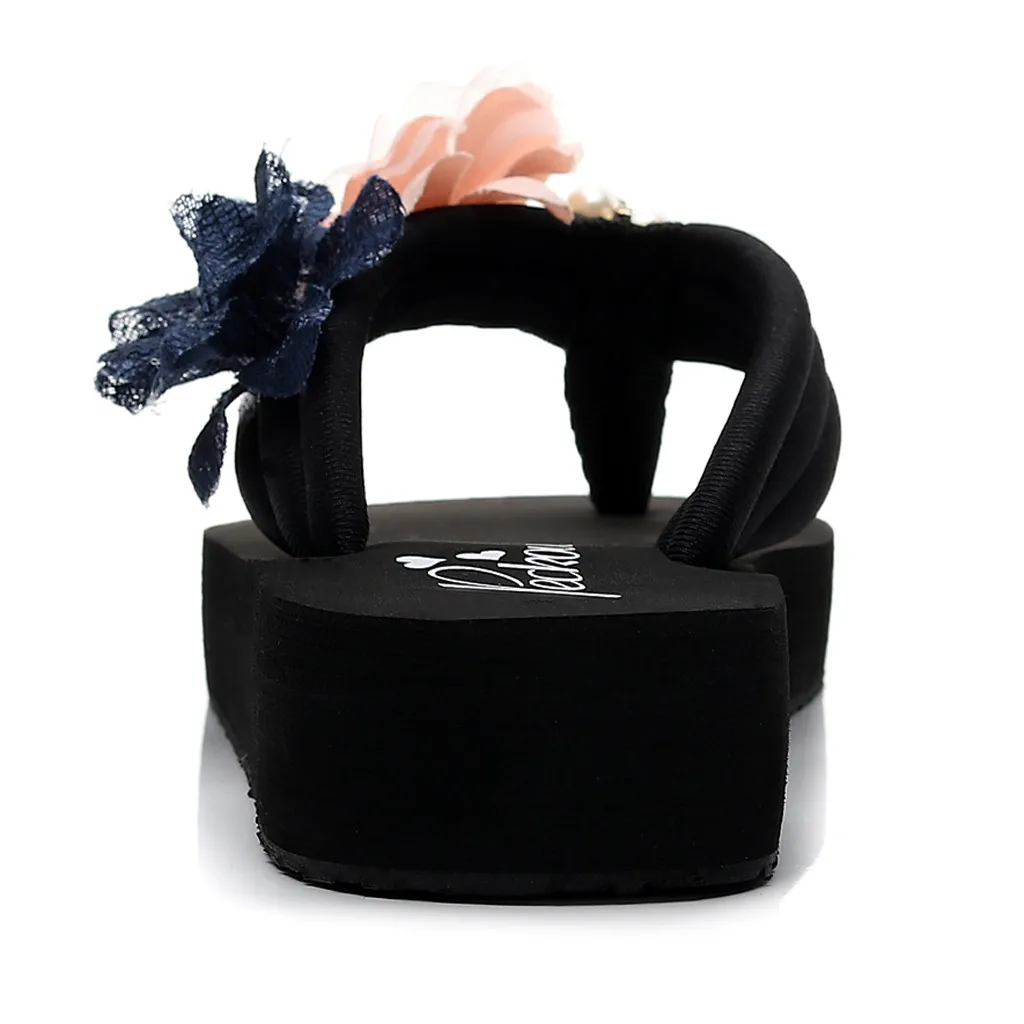 Сандалии женские в богемном стиле пляжная обувь плоская подошва цветочные