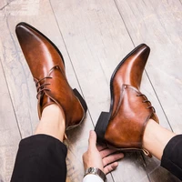 2020 springautumn mens chelsea bootsbritish style fashion ankle bootsblack brogues genuine leather casual dress shoes boots