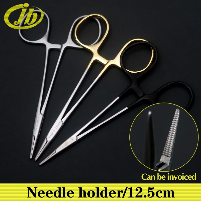 Needle holder stainless steel 12.5cm gold handle surgical operating instrument needle carrier