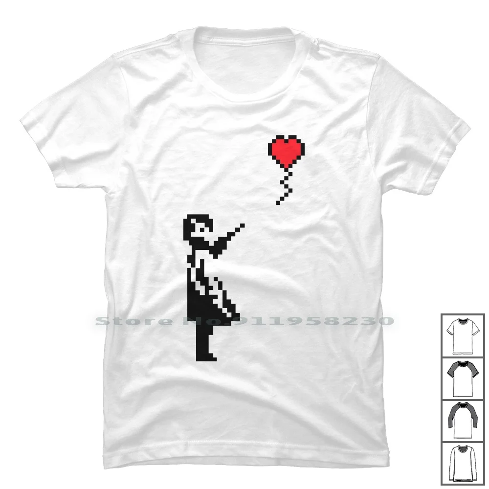 Футболка Banksy Girl с воздушным шаром Pixel 100% хлопок Великобритания английском