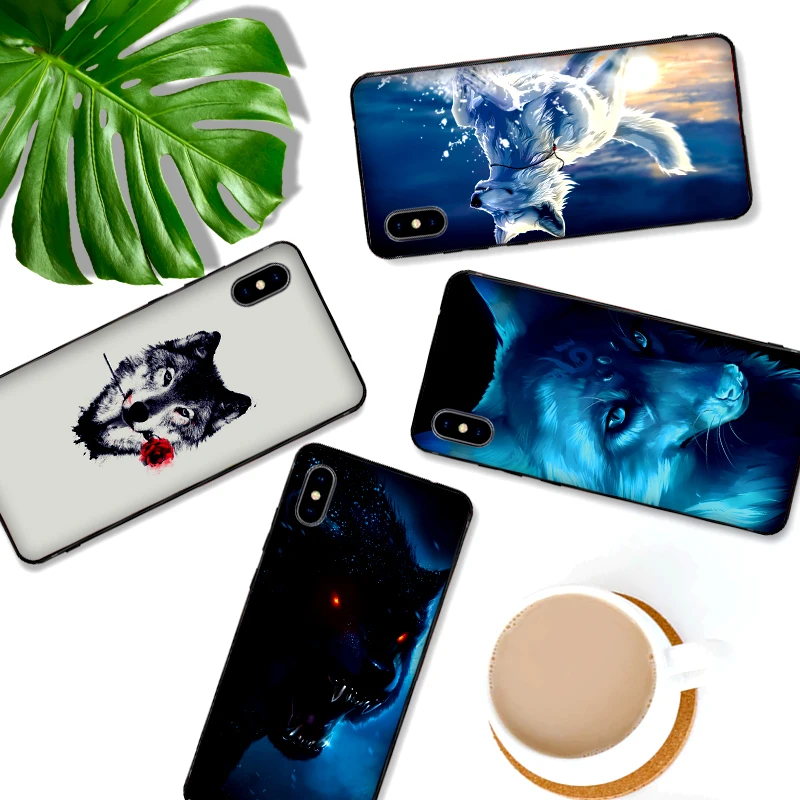 Для iPhone 6 6s 7 8 Plus X XR XS Max 5 5S SE телефон Cas художественный тренд красивый Небо волк