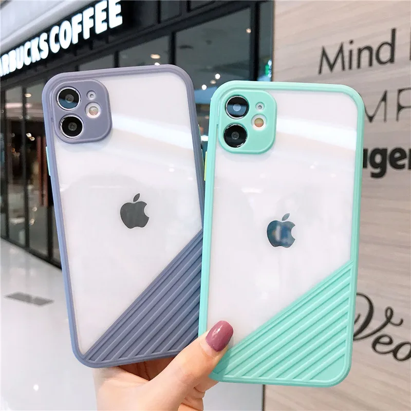 

Luxury Transparent Phone Case For iPhone 12 mini 11 Pro Max X XS XR 8 7 Plus SE 2020 Camera Protection Shockproof Clear Cover