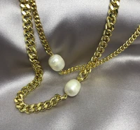 10 strand fashion fresh water pearl pendant necklace gold fashion trend necklace pearl metal chain necklace jewelry