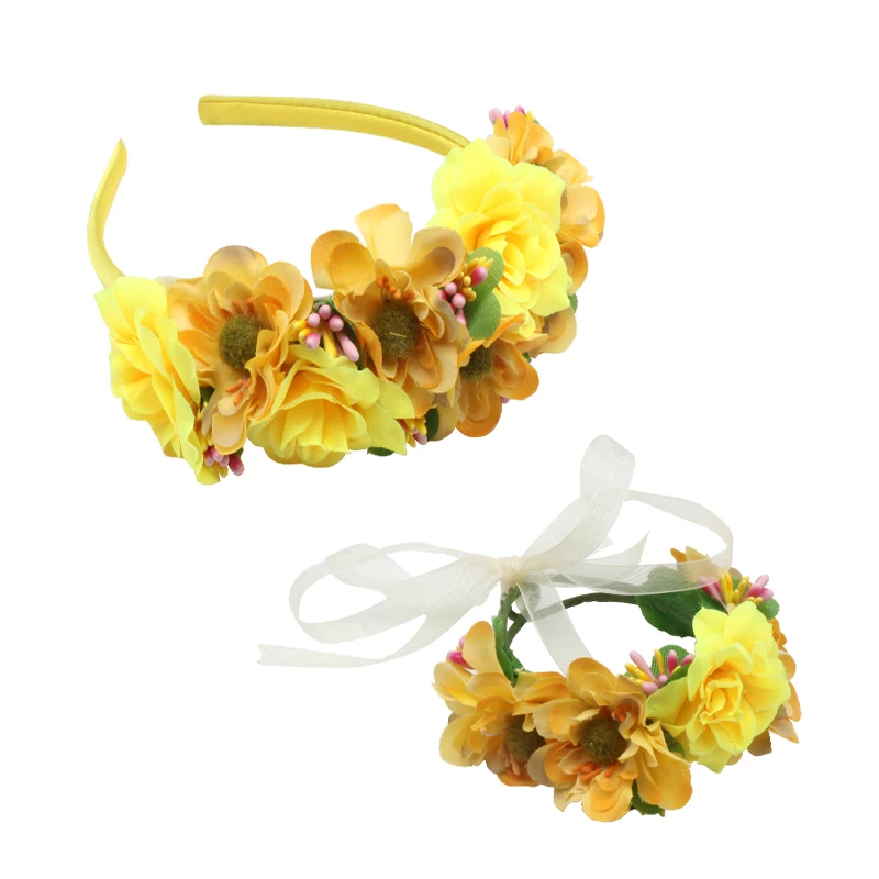 

Miss ctue European and American fashion simulation wreath ribbon hairband children's beach photo hair accessories