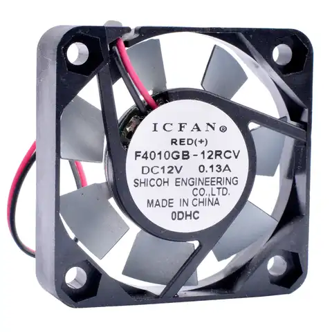 Вентилятор ICFAN F4010GB-12RCV, 4 см, 40x40x10 мм, 40 мм, 12 В постоянного тока, 0,13a, металлический лист, термостойкий