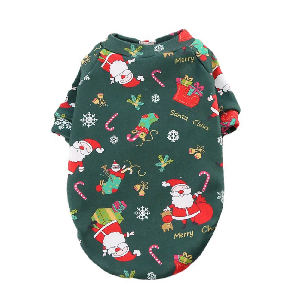 Warm Dog Clothes Christmas Print Puppy Jacket Winter Pet Outfits Supplies Sweater Small Dogs | Дом и сад