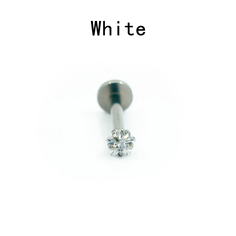 White 1 шт. медицинская титановая сталь циркон серьги 3 мм пентаграмма с украшением в виде кристаллов серьги, Надеваемые На Ушной Хрящ Пирсинг уха DIY Для женщин ювелирные изделия для тела - Окраска металла: White