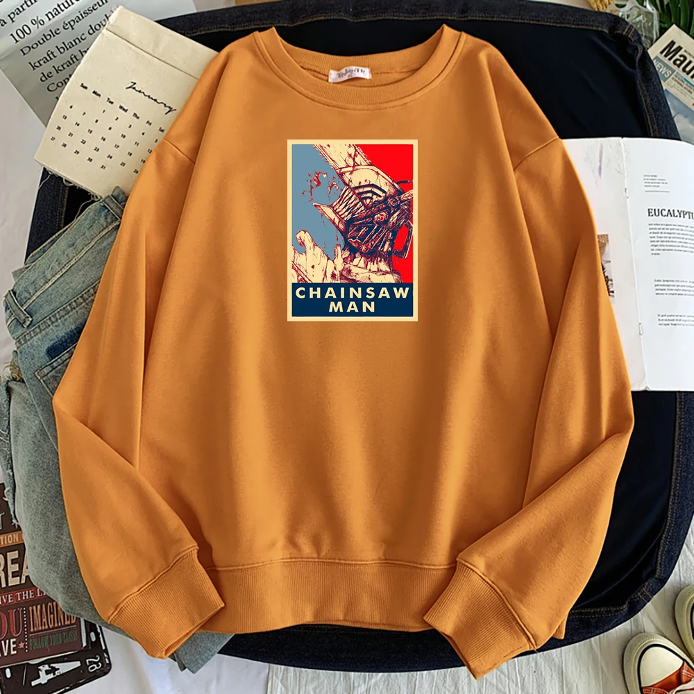 

New Japanese Anime Chainsaw Man Prints Sweatshirt Fleece Autumn Clothes Thick Winter Men Hoody Large Size Fashion Male Hooded