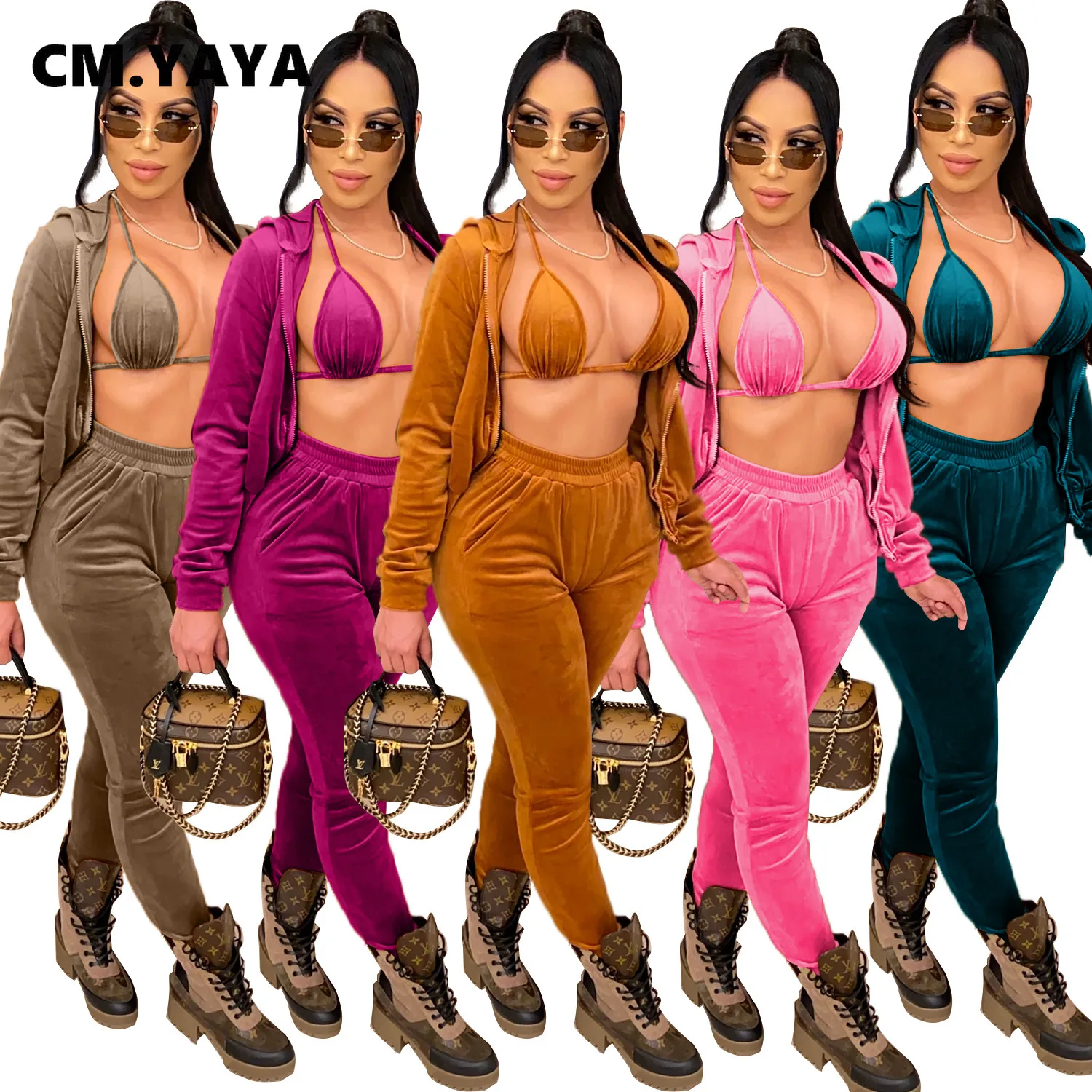 Спортивный вельветовый тренировочный костюм CM.YAYA женский спортивный из