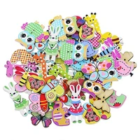 50pcs mixed cartoon painted wooden button diy buttons sewing scrapbooking clothing accessories random
