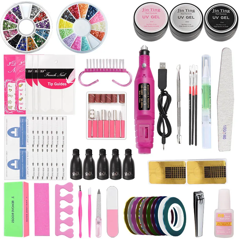 nail art tools 10 цветов гель Маникюрный набор Комплект гель-лаков для ногтей 48 Вт/80 Вт Светодиодная УФ лампа гель набор акриловый набор Профессиональный инструмент для ногтей - Цвет: nail art tools