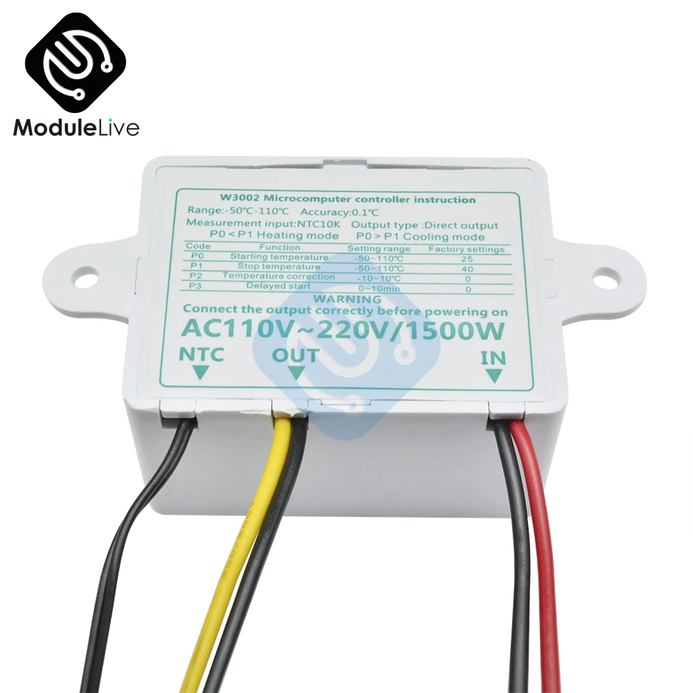 Цифровой светодиодный регулятор температуры 220 W3002 10 А 12 В 24 XH W3001 переменного тока